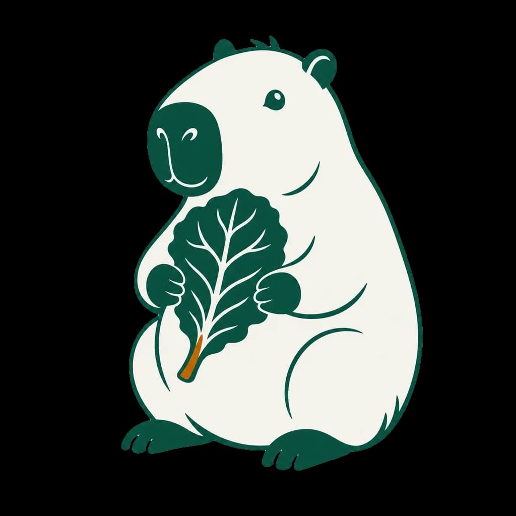 Capivara segurando uma folha